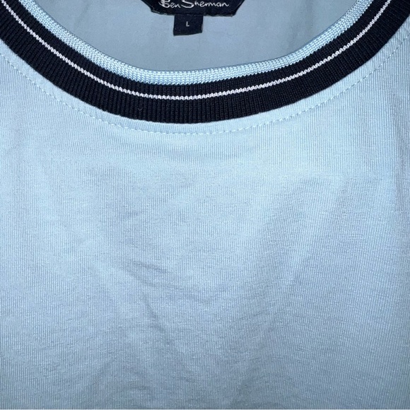 Ben Sherman Men's Ringer Lt Blue Short Sleeve Pocket T-Shirt Size Large - Picture 4 of 7